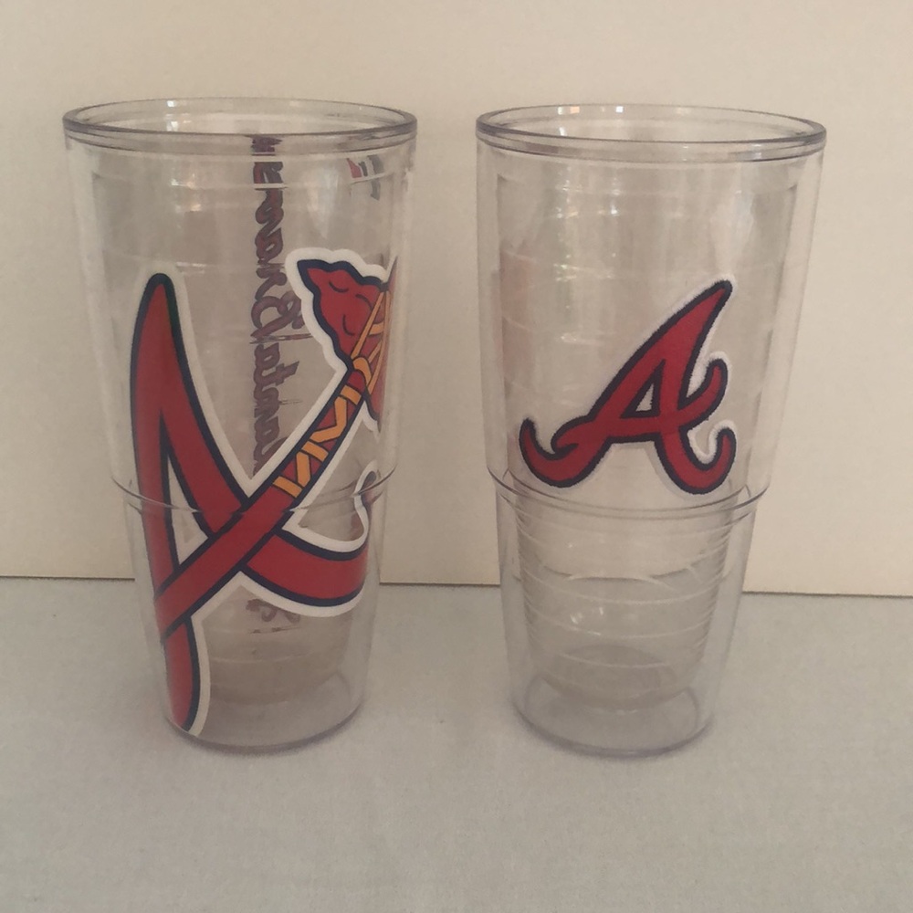 Two 24 oz Atlanta Braves Tervis Tumblers
